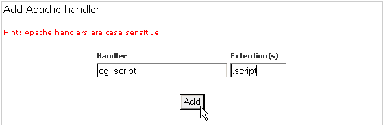 Adding an Apache handler